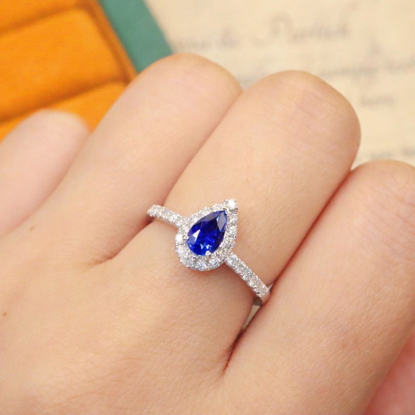 14k Gold 1.01 Ctw Natural Sapphire & Diamond Ring - 5