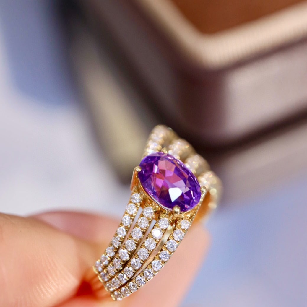 14k Gold 2.29 Ctw Natural Sapphire & Diamond Ring - 3