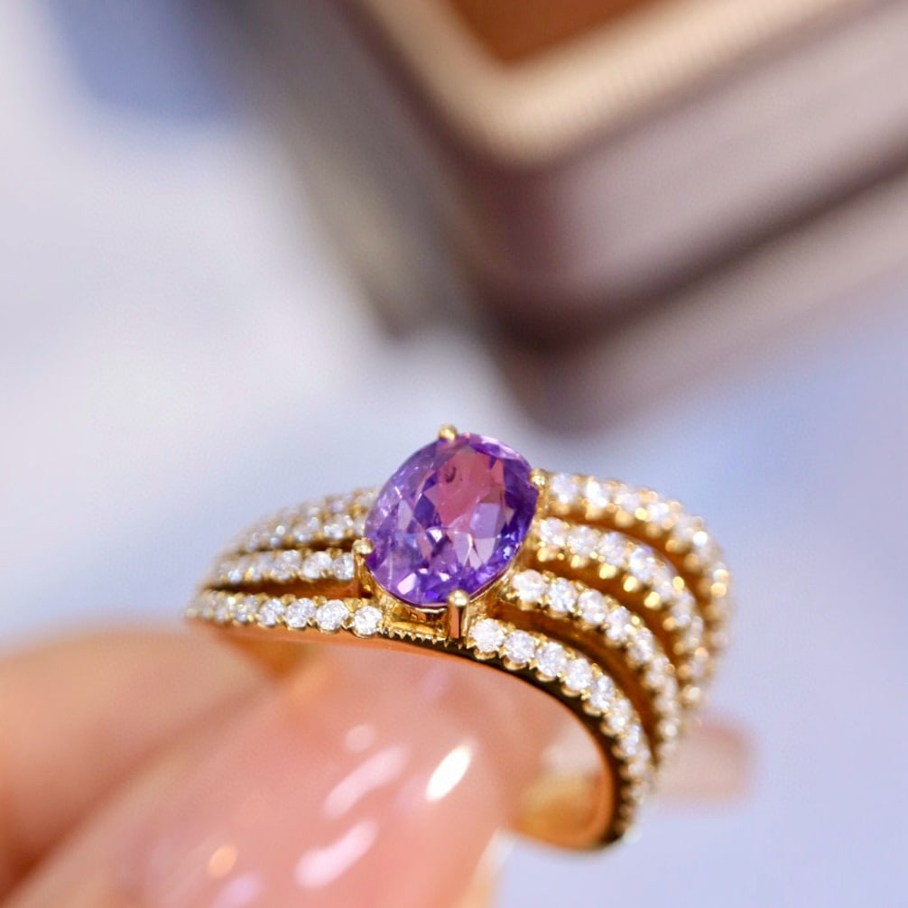 14k Gold 2.29 Ctw Natural Sapphire & Diamond Ring - 4