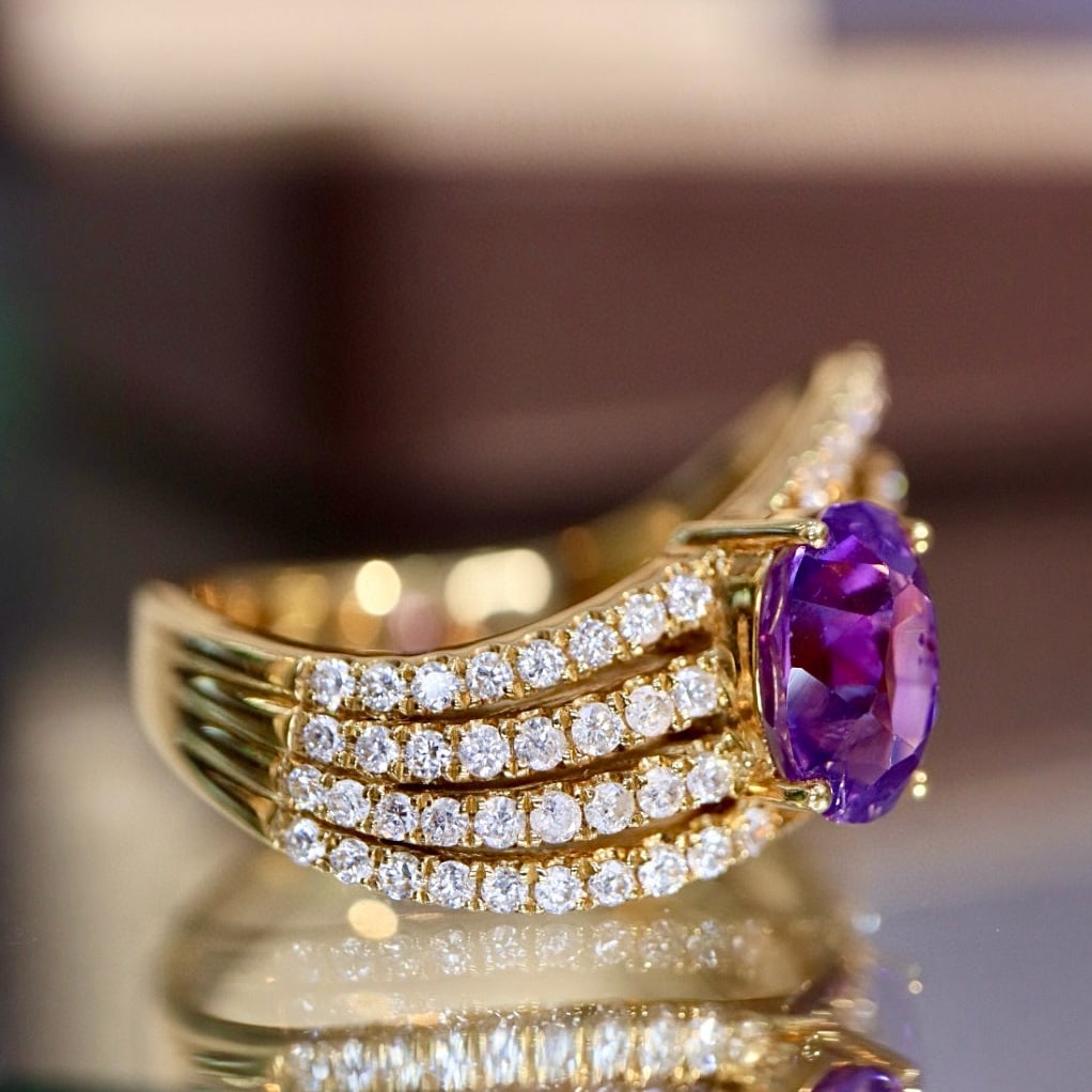 14k Gold 2.29 Ctw Natural Sapphire & Diamond Ring - 6