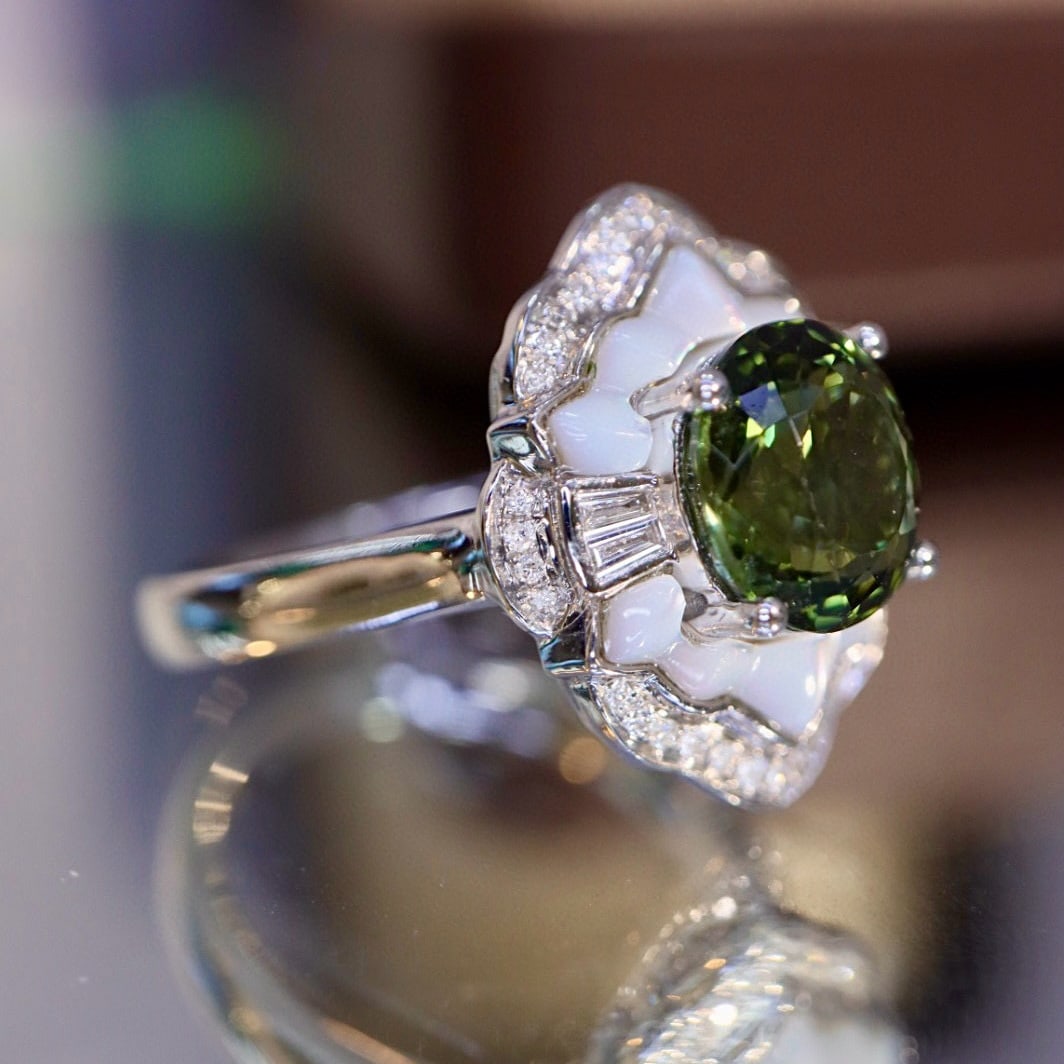 14k Gold 2.66 Ctw Natural Tourmaline & Diamond Ring - 7