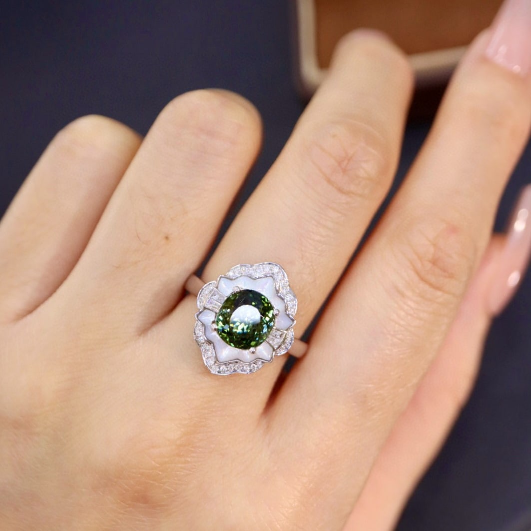 14k Gold 2.66 Ctw Natural Tourmaline & Diamond Ring - 8