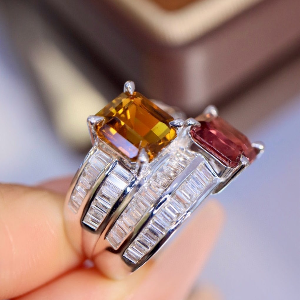 14k Gold 6.97 Ctw Natural Tourmaline & Diamond Ring - 3