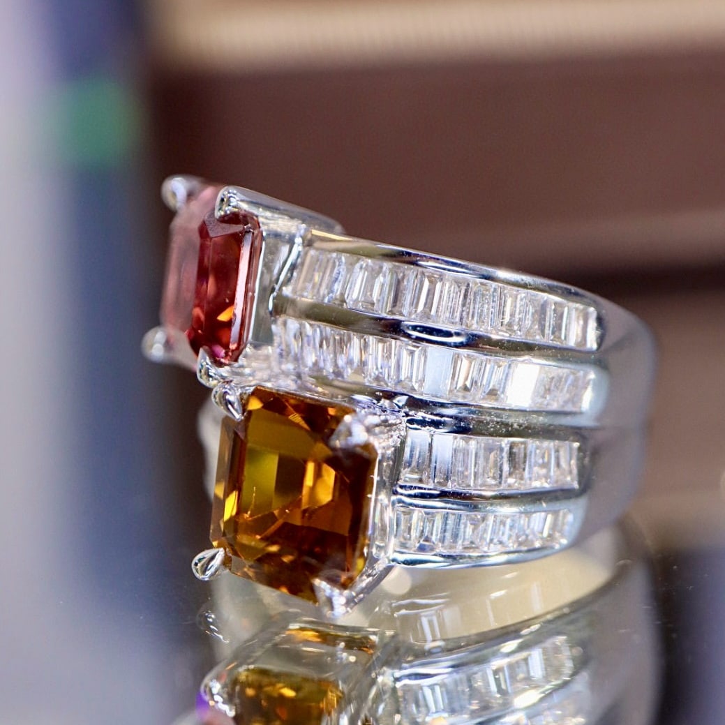 14k Gold 6.97 Ctw Natural Tourmaline & Diamond Ring - 4