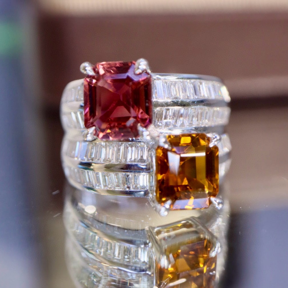 14k Gold 6.97 Ctw Natural Tourmaline & Diamond Ring - 5