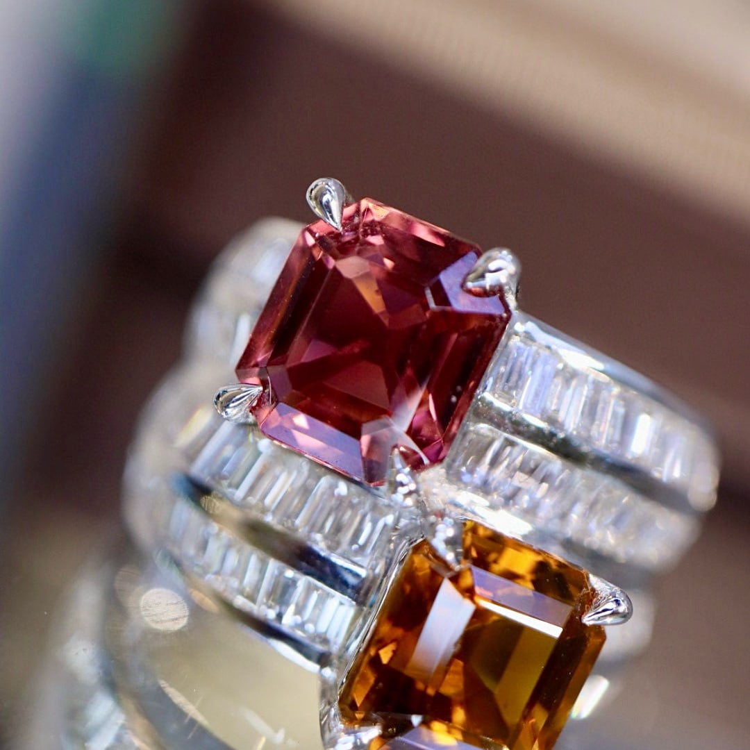 14k Gold 6.97 Ctw Natural Tourmaline & Diamond Ring - 7