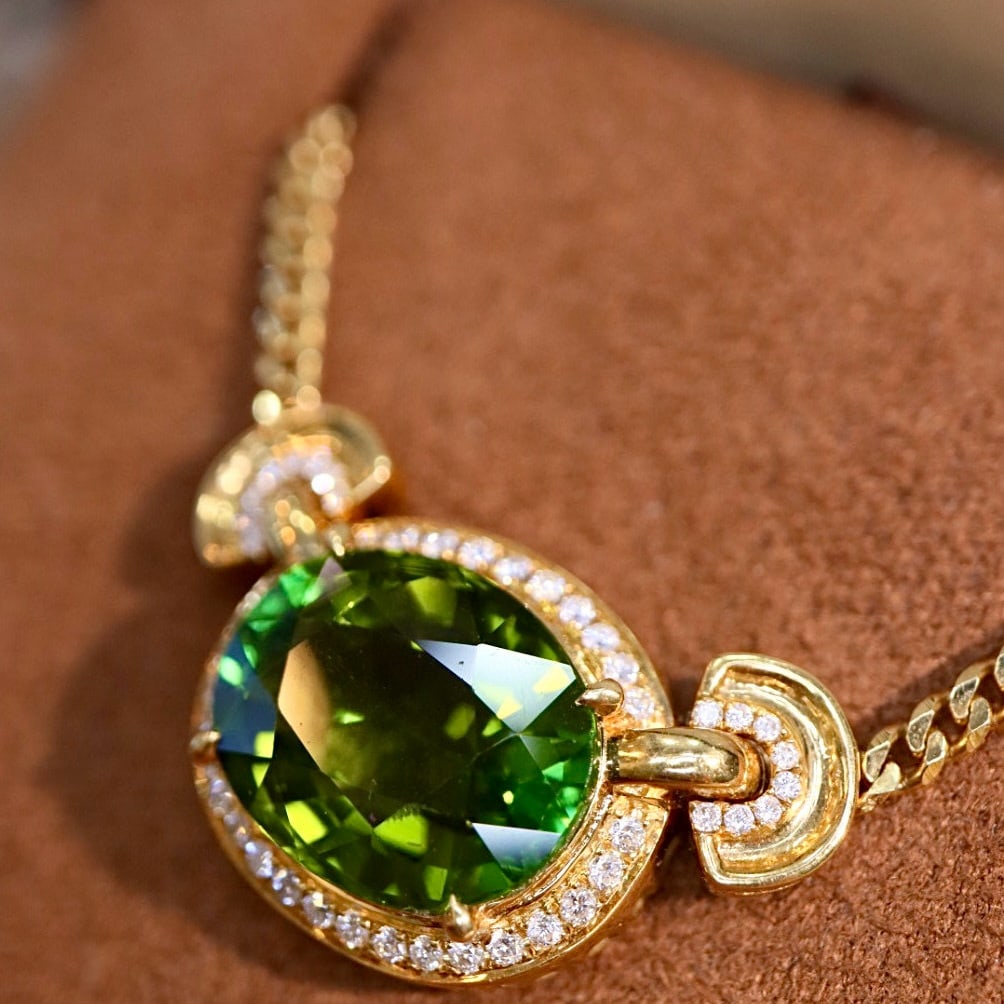 14k Gold 6.32 Ctw Natural Tourmaline & Diamond Necklace - 3