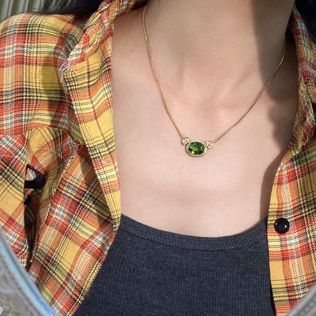 14k Gold 6.32 Ctw Natural Tourmaline & Diamond Necklace - 8