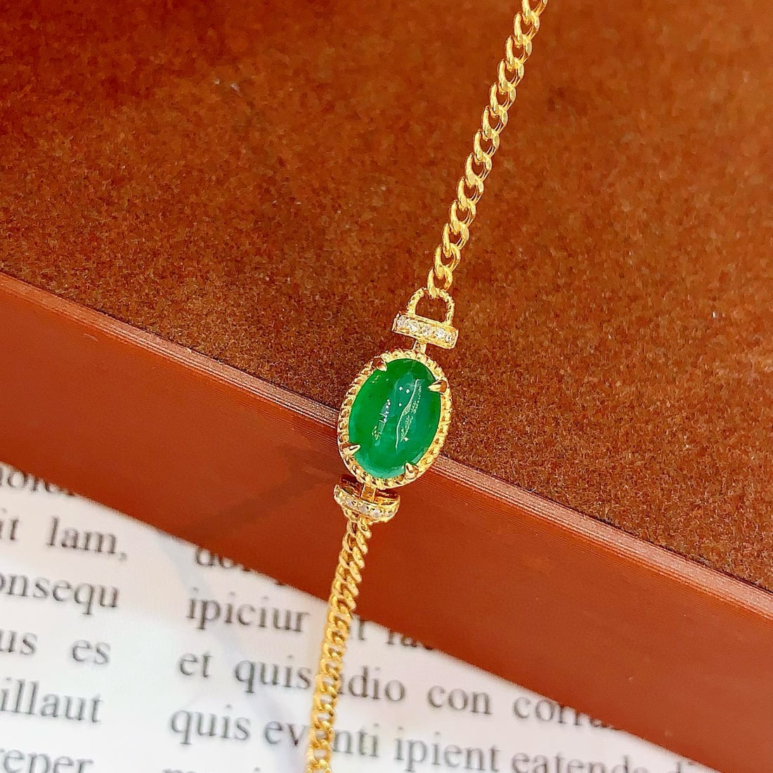 14k Gold 1 Ct Natural Emerald & Diamond Bracelet - 4