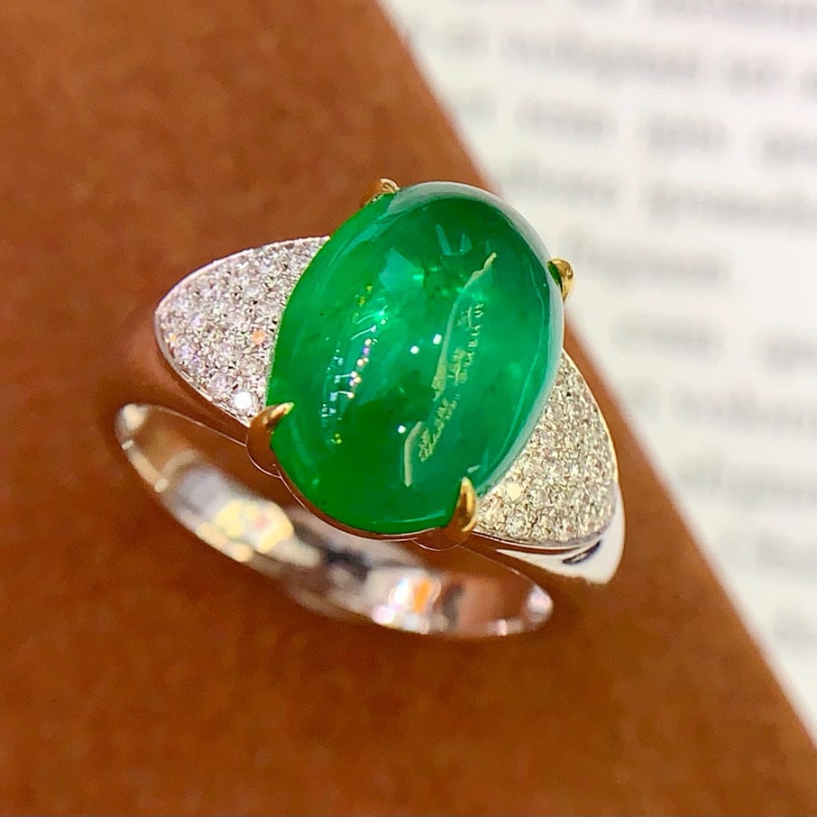 14k Gold 6.56 Ct Natural Emerald & Diamond Ring - 5