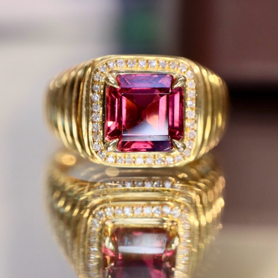 14k Gold 2.25 Ctw Natural Tourmaline & Diamond Ring - 5