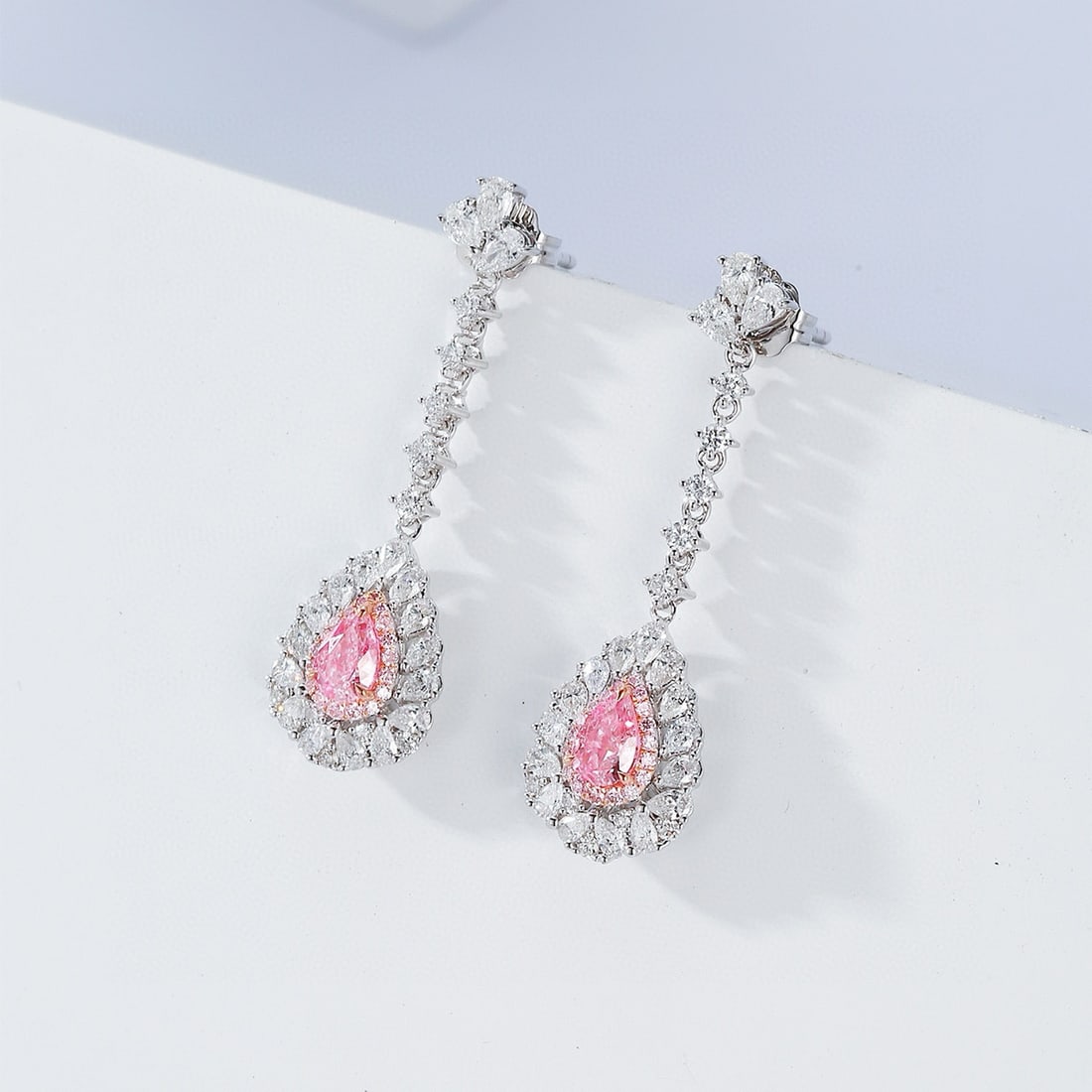 Gia Certified 14k Gold 1.57 Ctw Natural Pink Diamond & Diamond Earrings - 2