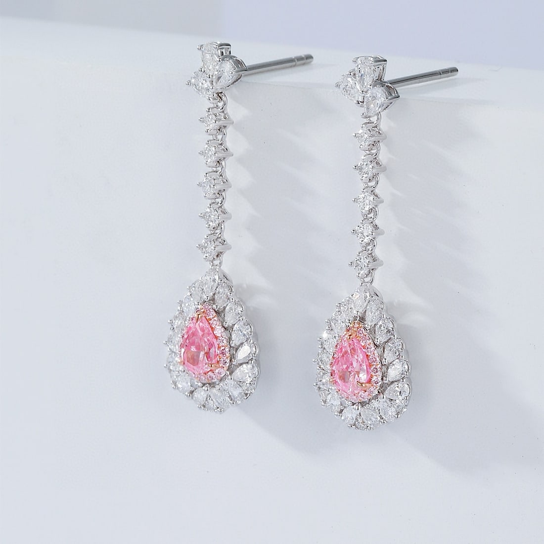 Gia Certified 14k Gold 1.57 Ctw Natural Pink Diamond & Diamond Earrings - 3