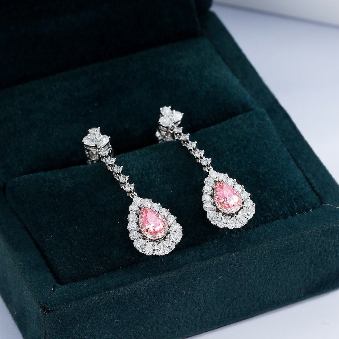 Gia Certified 14k Gold 1.57 Ctw Natural Pink Diamond & Diamond Earrings - 4