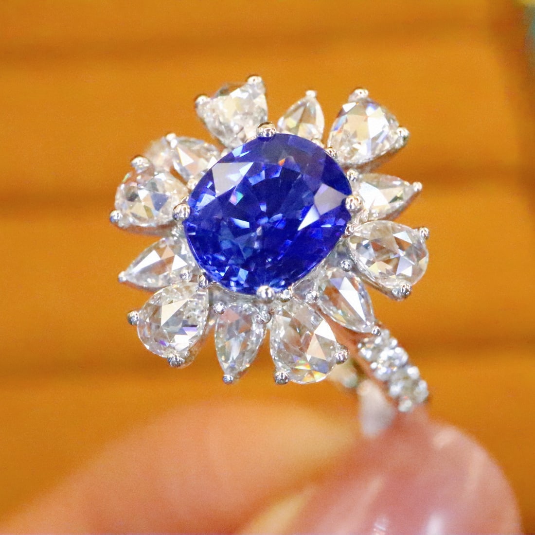 14k Gold 2.31 Ctw Natural Sapphire & Diamond Ring - 3