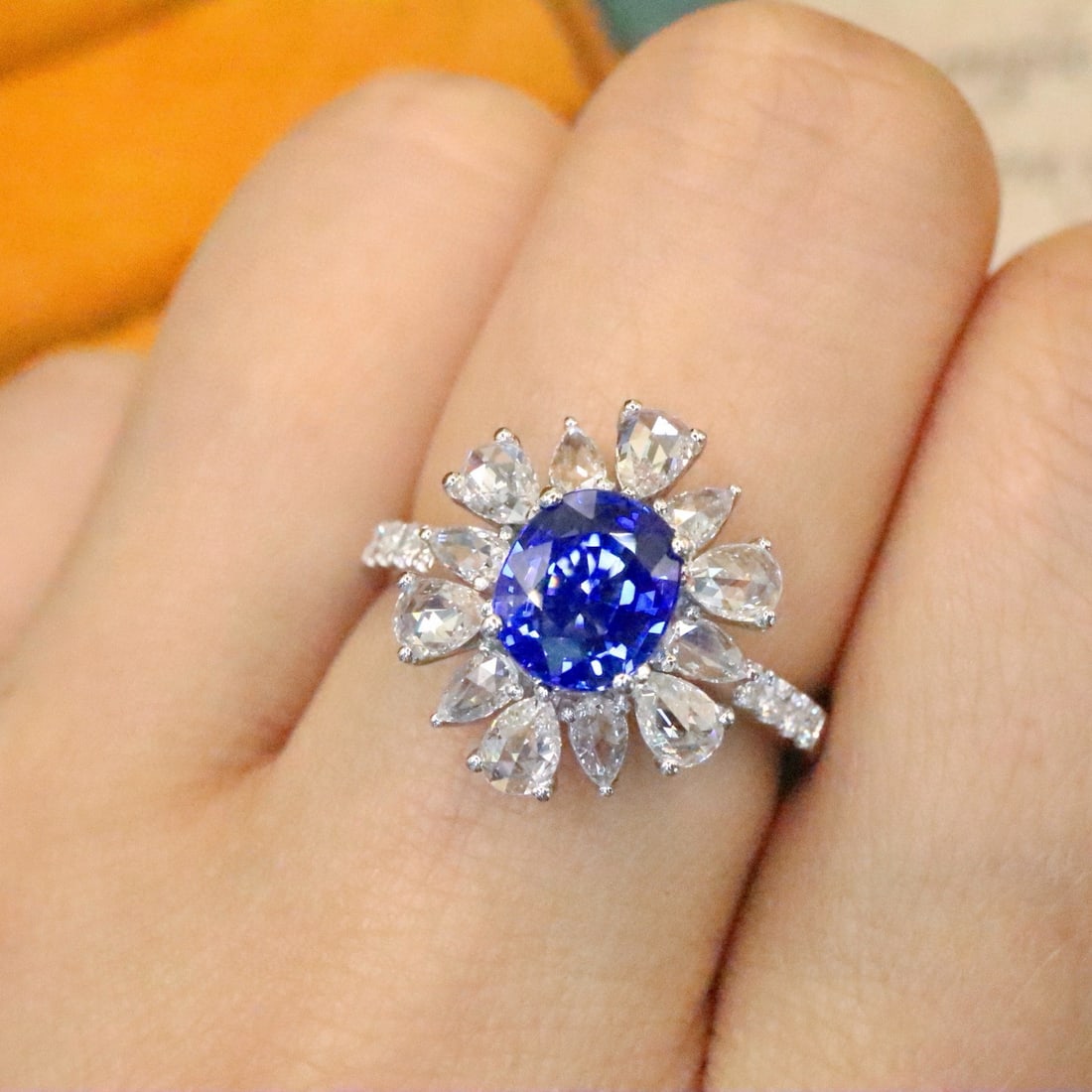 14k Gold 2.31 Ctw Natural Sapphire & Diamond Ring - 5