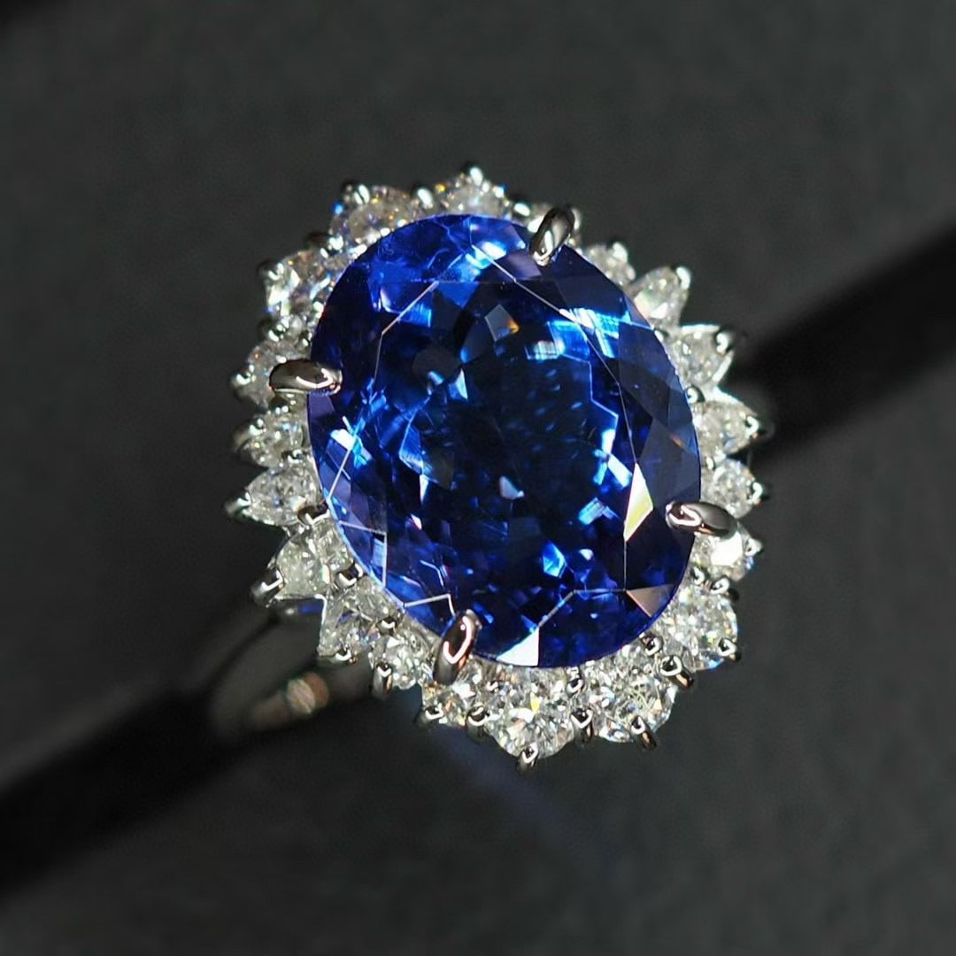 14k Gold 6.65 Ctw Natural Tanzanite & Diamond Ring - 3