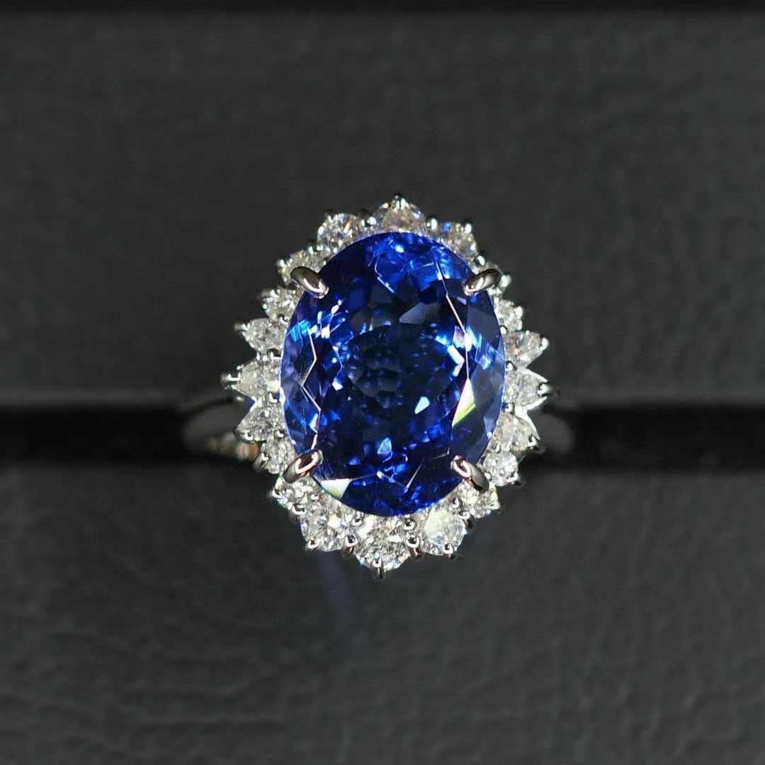 14k Gold 6.65 Ctw Natural Tanzanite & Diamond Ring - 4