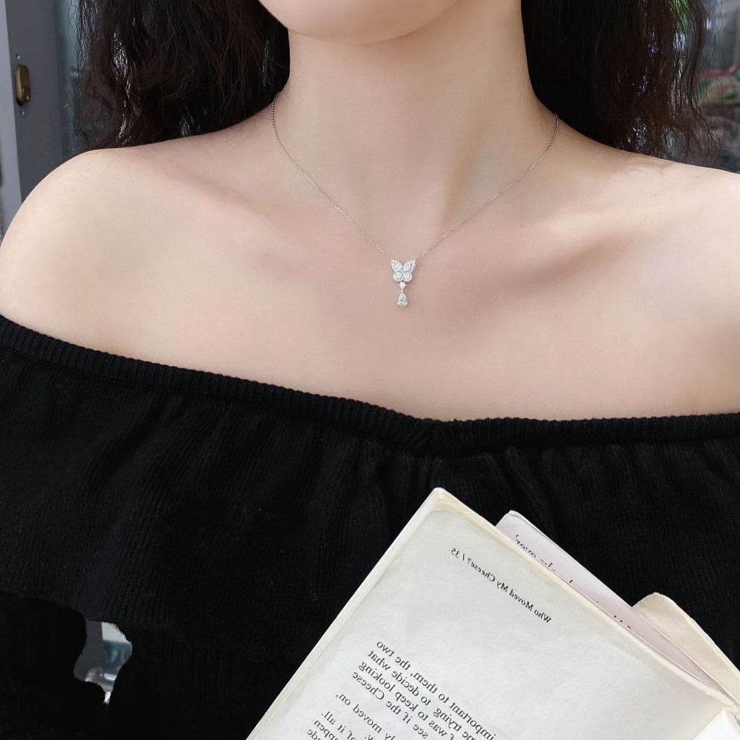 Gia Certified 14k Gold 0.78 Ctw Natural F Vvs1 Pear Diamond Necklace - 2