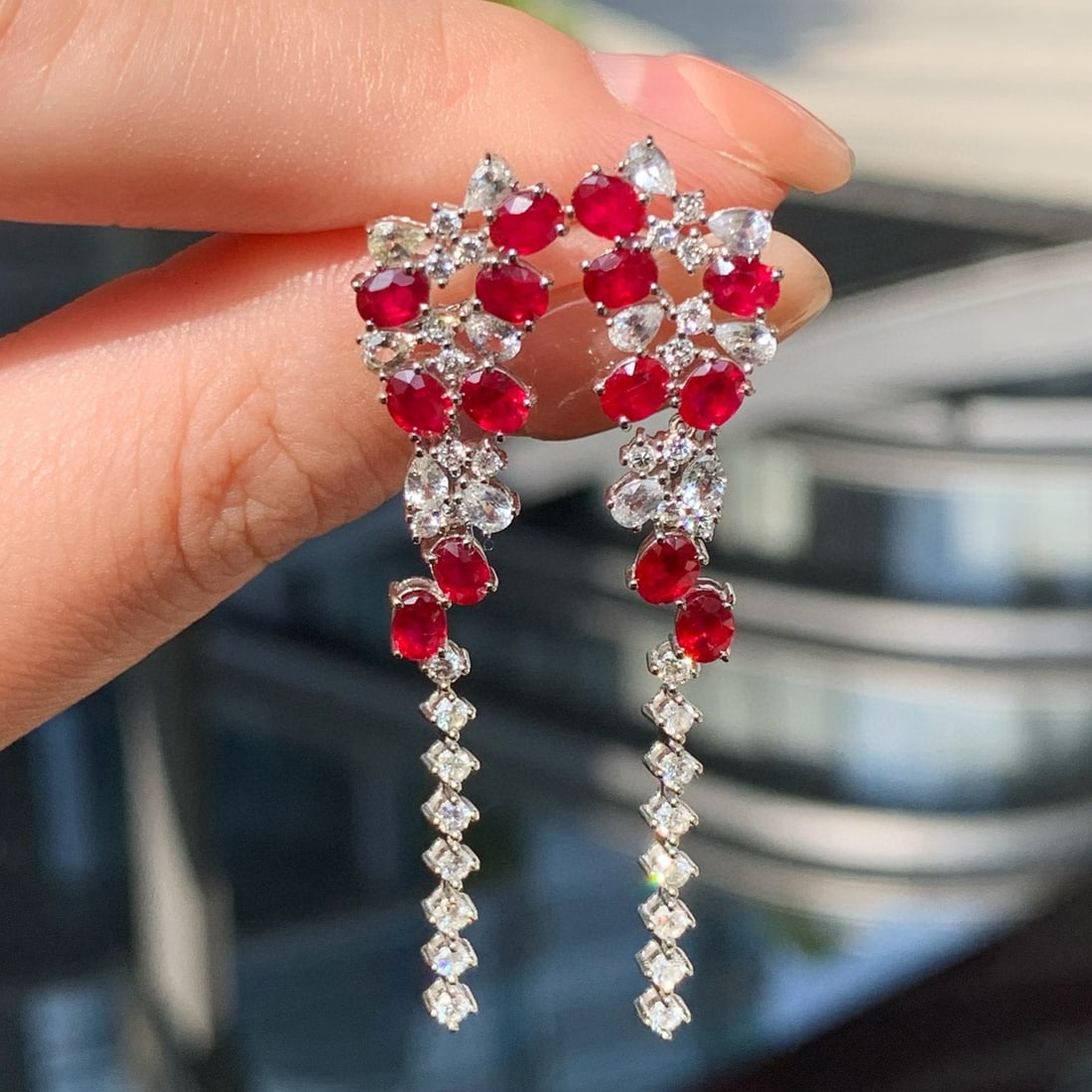 14k Gold 3.34 Ctw Natural Ruby & Sapphire Earrings - 5