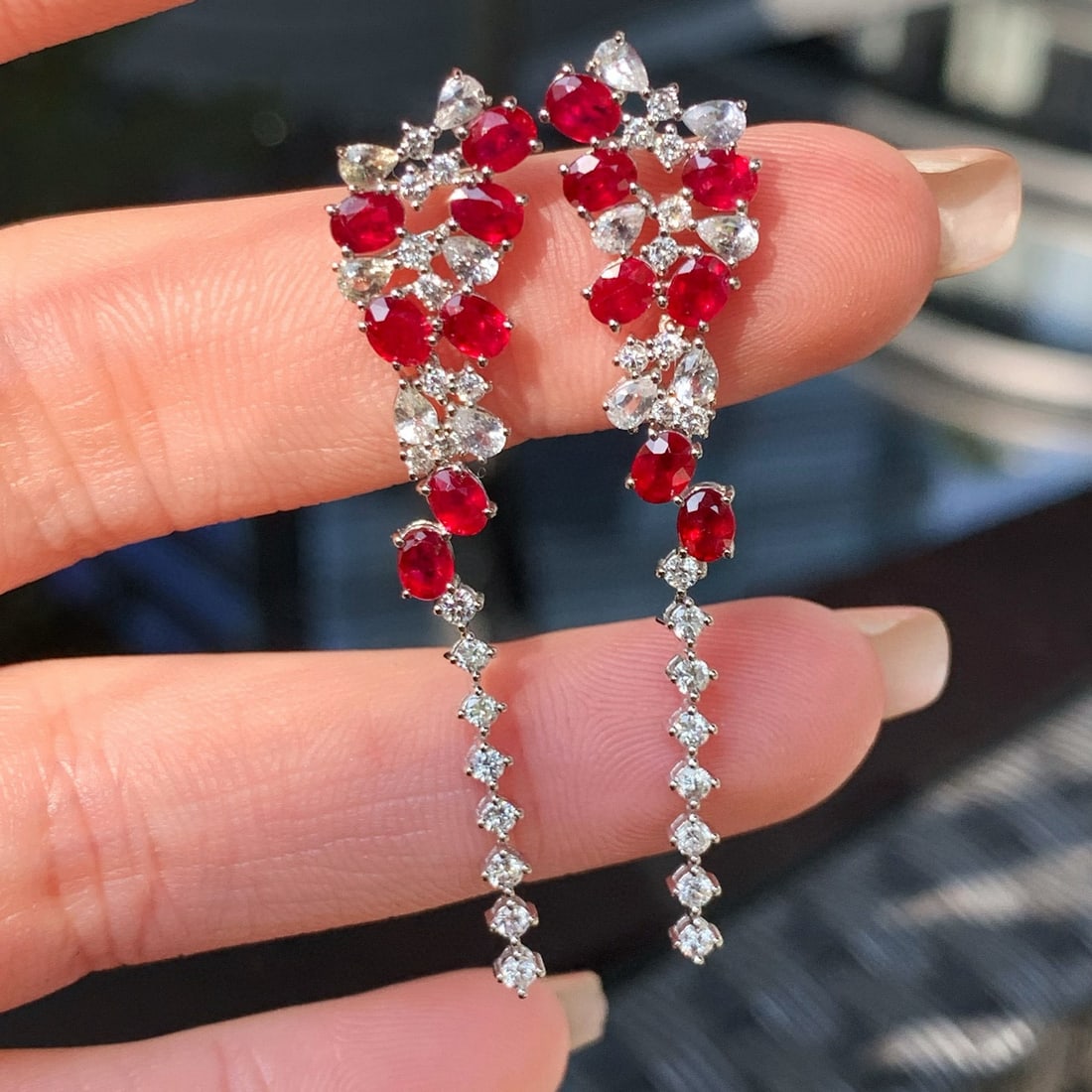 14k Gold 3.34 Ctw Natural Ruby & Sapphire Earrings - 6