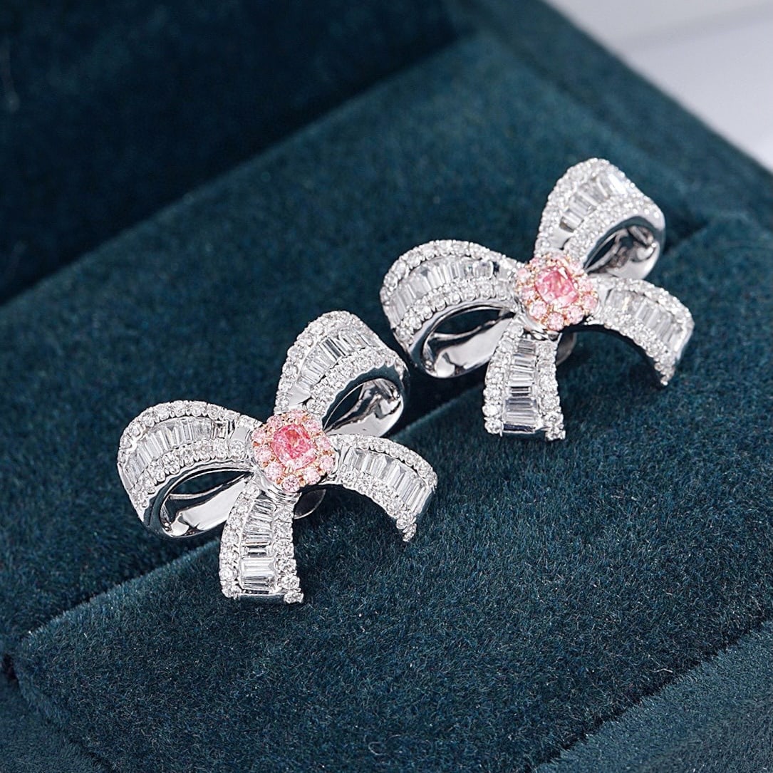 14k Gold 1.04 Ctw Natural Pink Diamond & Diamond Earrings - 2