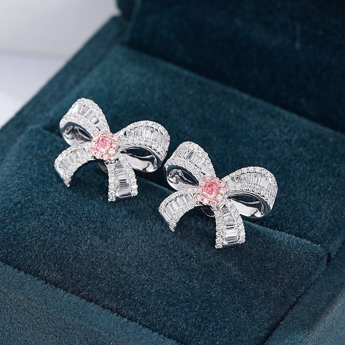 14k Gold 1.04 Ctw Natural Pink Diamond & Diamond Earrings - 5