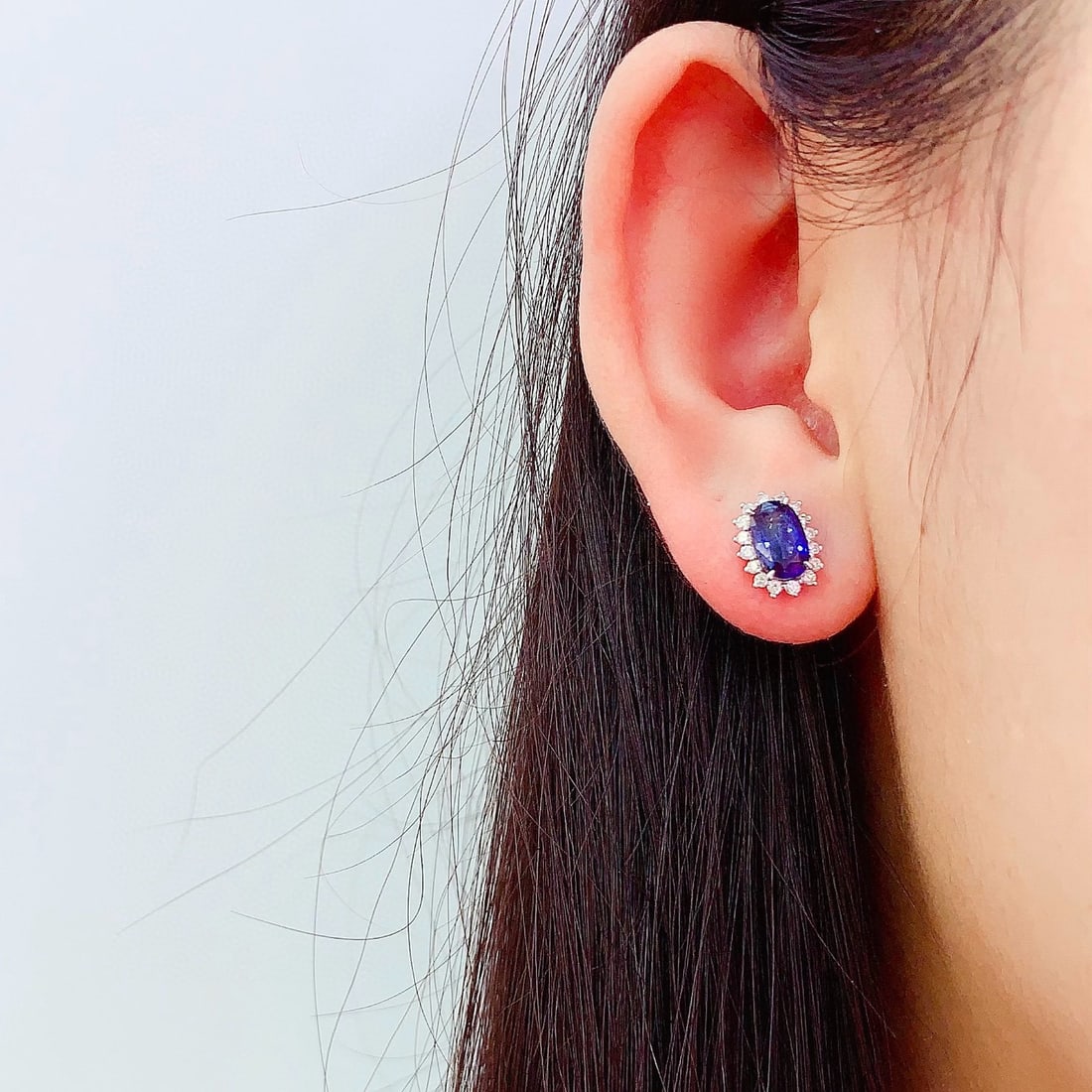 14k Gold 2.6 Ct Natural Sapphire & Diamond Earrings - 5