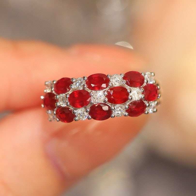 14k Gold 2.39 Ctw Natural Ruby & Diamond Ring - 7