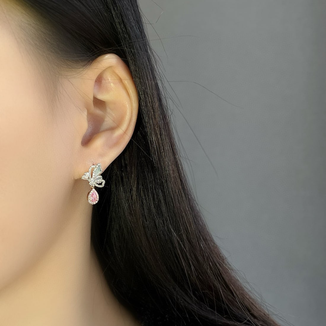 14k Gold 0.90 Ctw Natural Pink Diamond & Diamond Earrings - 5