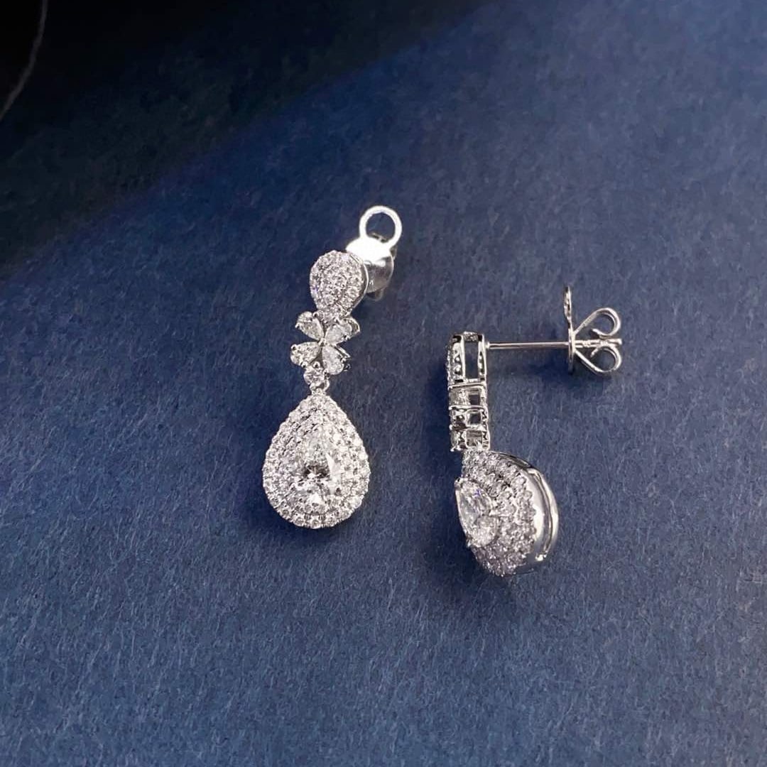 Gia Certified 14k Gold 1.23 Ctw Natural E Vs2 Pear Diamond Earrings - 4