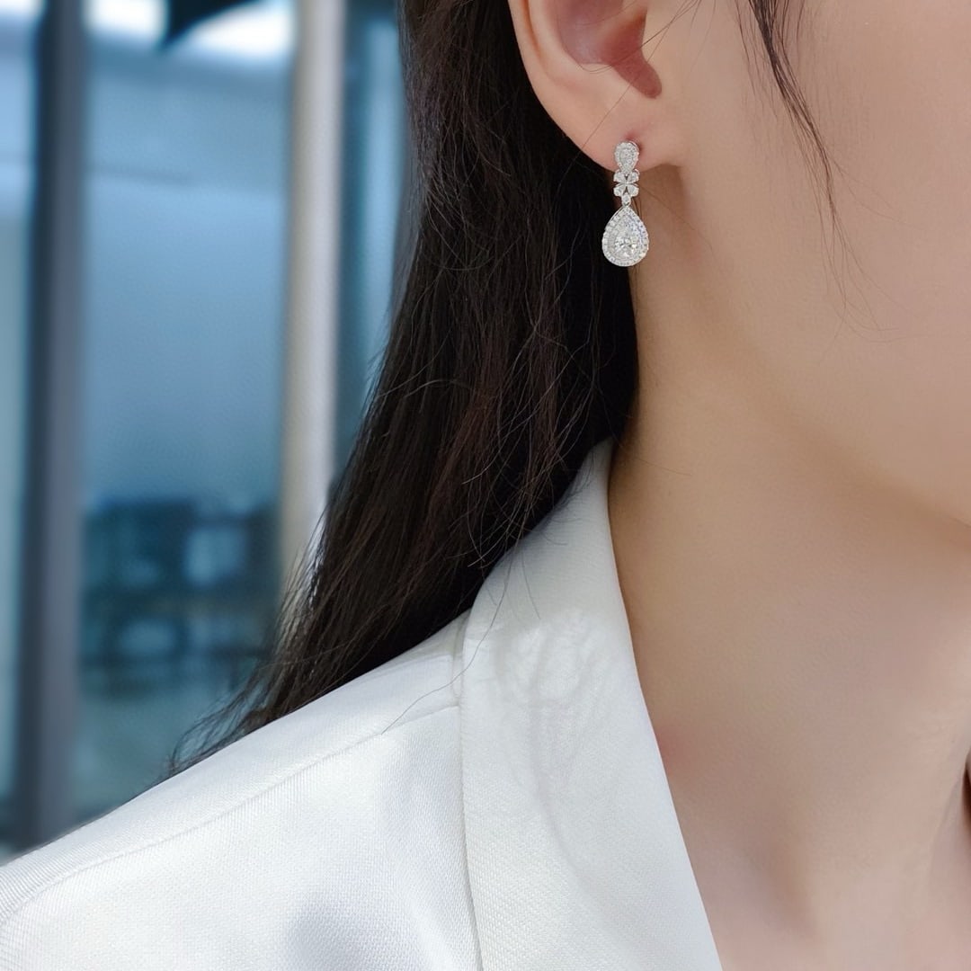 Gia Certified 14k Gold 1.23 Ctw Natural E Vs2 Pear Diamond Earrings - 5