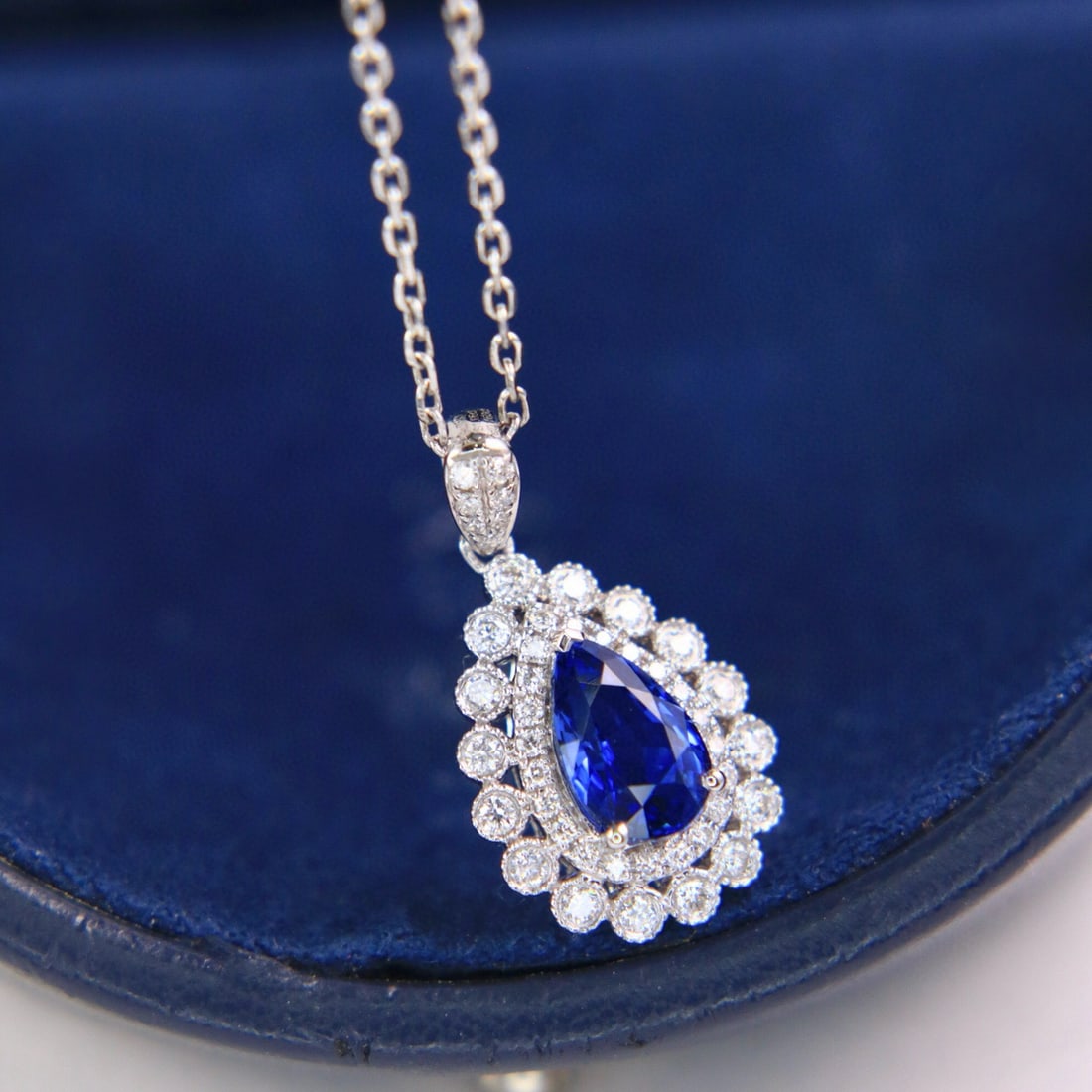 14k Gold 1.22 Ctw Natural Sapphire & Diamond Pendant( Without Chain ) - 2