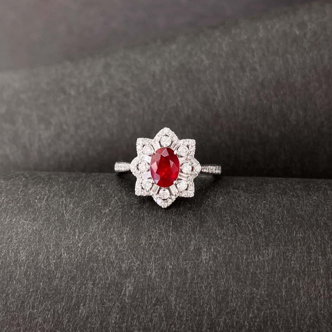 14k Gold 6.65 Ctw Natural Ruby & Diamond Jewelry Set - 7