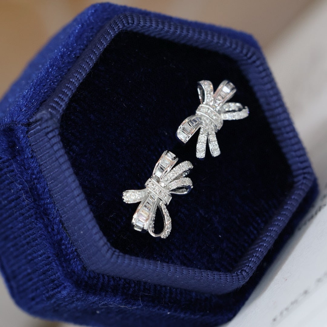 14k Gold 0.38 Ct Natural H Diamond Earrings - 4