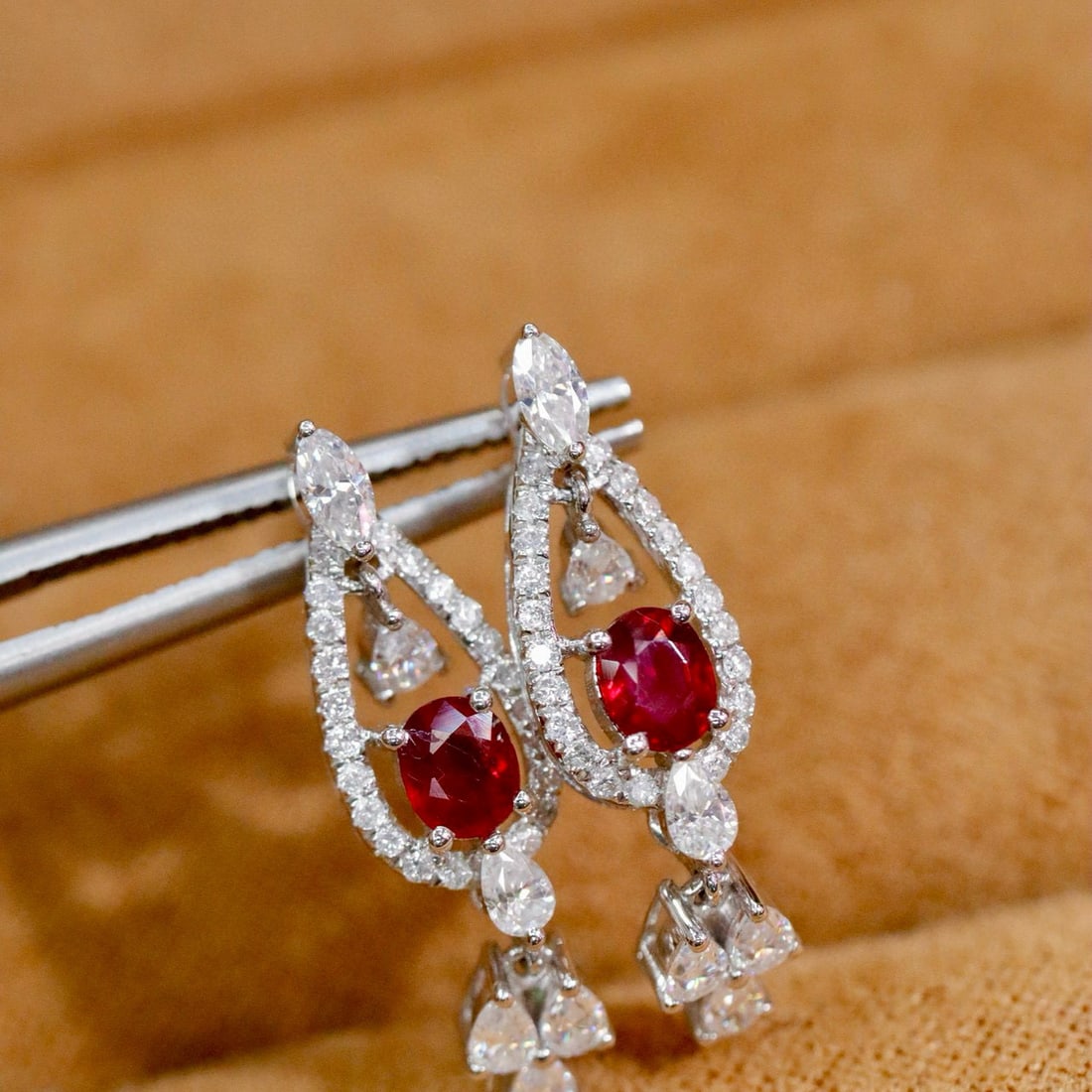14k Gold 0.68 Ctw Natural Ruby & Diamond Earrings (1 of 6)