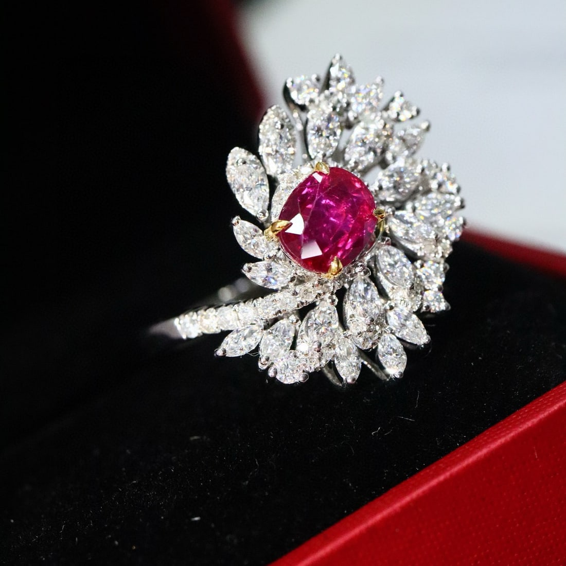 14k Gold 1.20 Ctw Natural Ruby & Diamond Ring: Ref:230954313 // gold content:14k gold // ring size:7. 25us // // main gemstone:ruby // shape:oval // carat weight:1. 01ct // color:red // treatment:natural // // adjacent gemstone 2 : diamond // shap