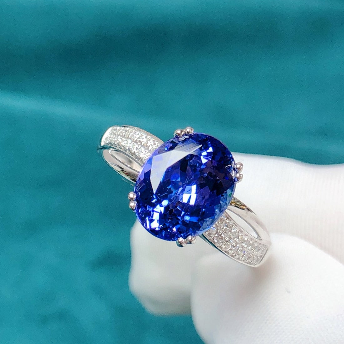 14k Gold 3.11 Ctw Natural Tanzanite & Diamond Ring - 6