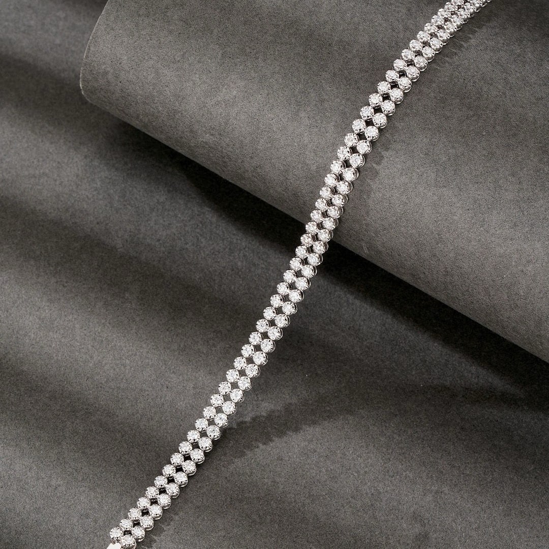 14k Gold 2.22 Ct Natural H Diamond Bracelet - 2