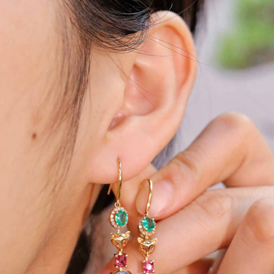 14k Gold 2.40 Ctw Natural Aquamarine & Diamond Earrings - 6