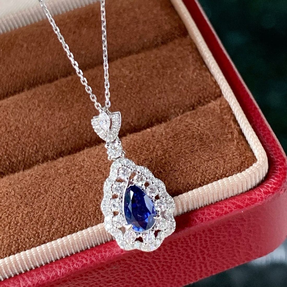 14k Gold 1.54 Ctw Natural Sapphire & Diamond Pendant( Without Chain ) - 3