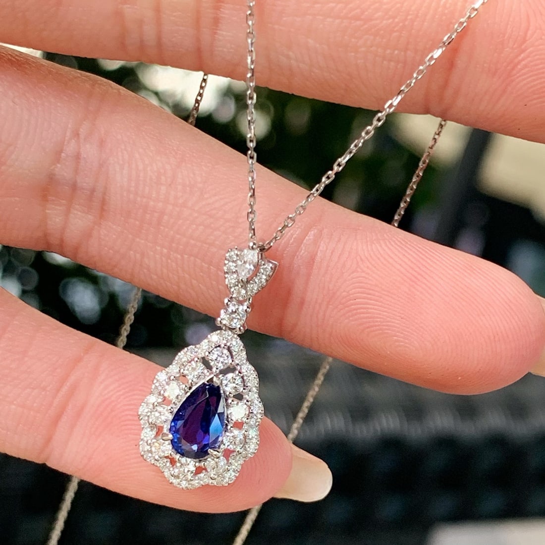 14k Gold 1.54 Ctw Natural Sapphire & Diamond Pendant( Without Chain ) - 6