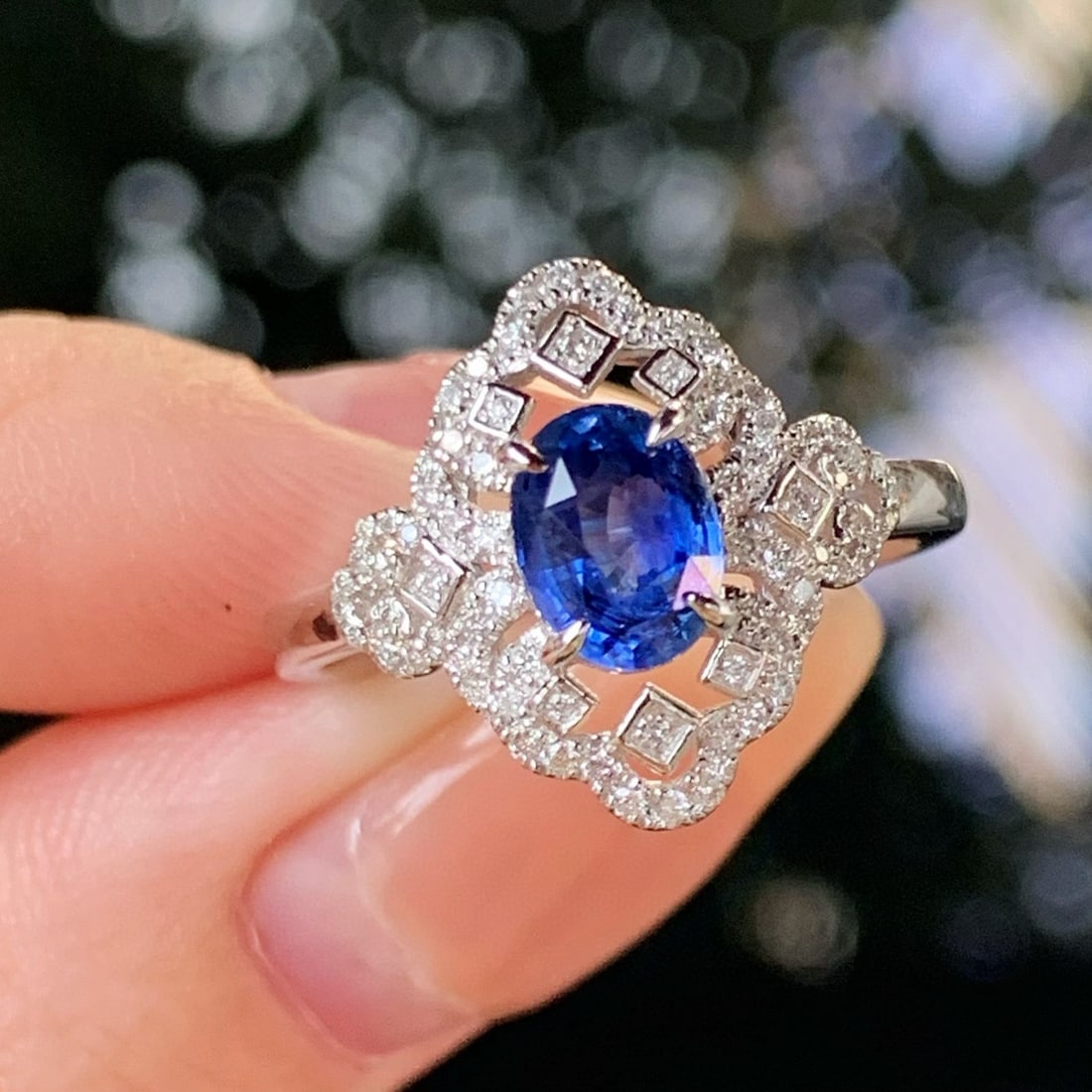 14k Gold 1.51 Ctw Natural Sapphire & Diamond Ring - 6