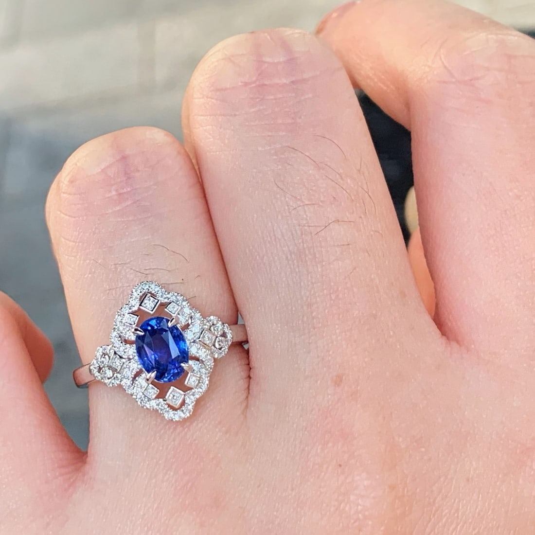 14k Gold 1.51 Ctw Natural Sapphire & Diamond Ring - 7