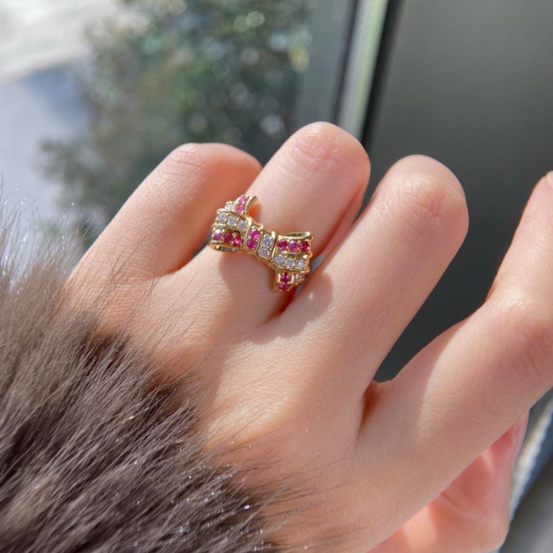 14k Gold 0.60 Ctw Natural Ruby & Diamond Ring - 4