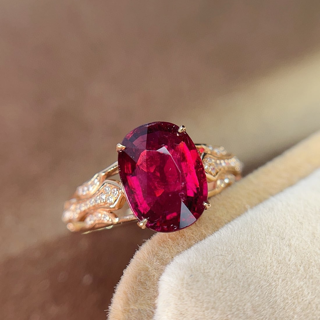 14k Gold 2.50 Ct Natural Tourmaline & Diamond Ring - 2