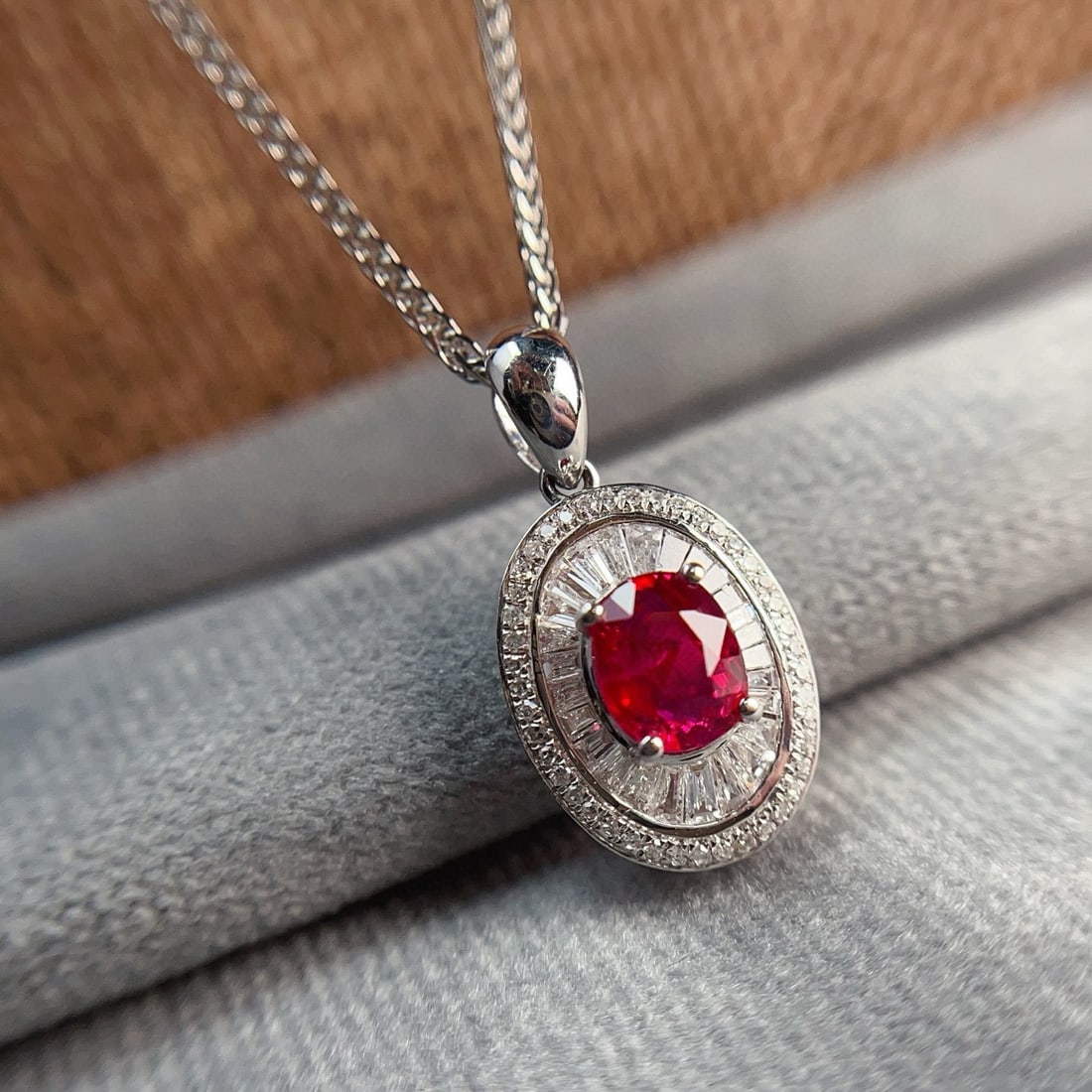 14k Gold 1.20 Ct Natural Ruby & Diamond Pendant( Without Chain ) - 2