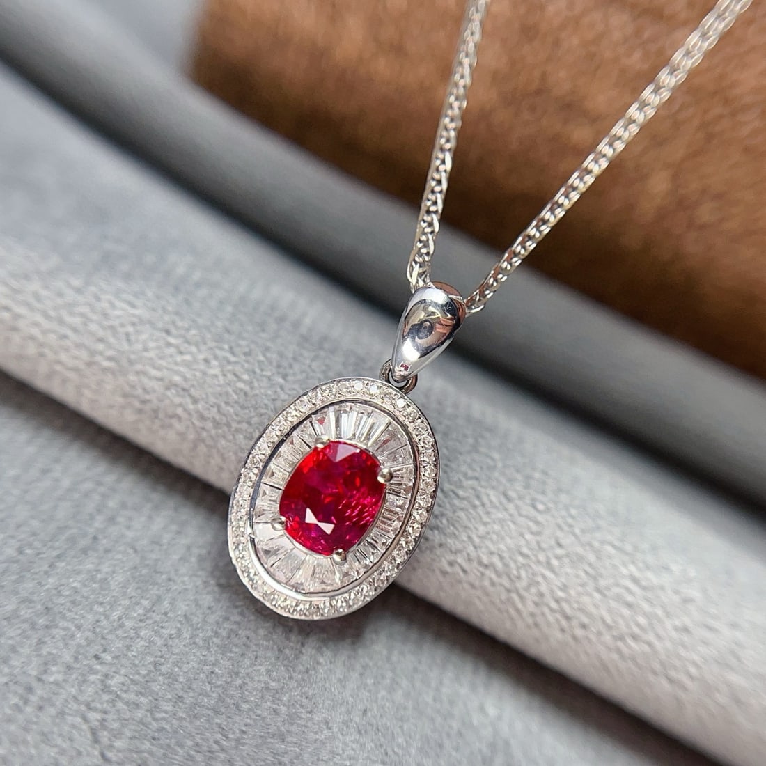 14k Gold 1.20 Ct Natural Ruby & Diamond Pendant( Without Chain ) - 3