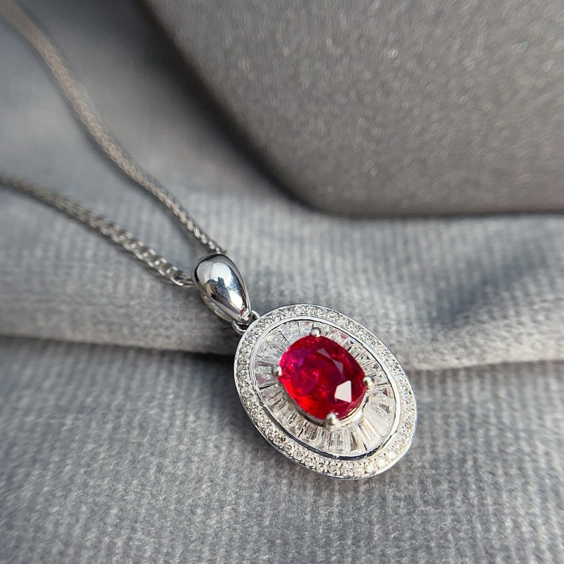 14k Gold 1.20 Ct Natural Ruby & Diamond Pendant( Without Chain ) - 4