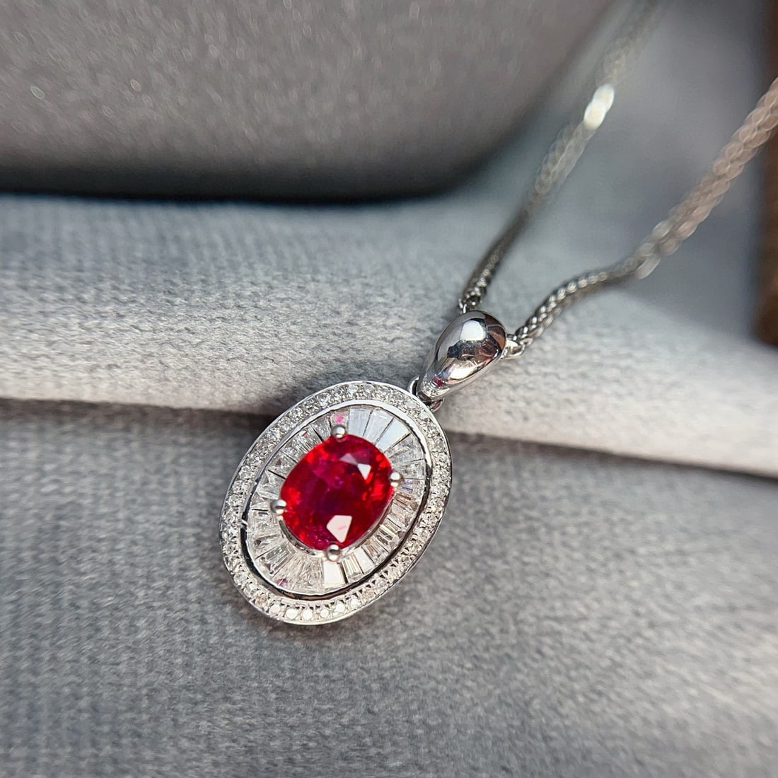 14k Gold 1.20 Ct Natural Ruby & Diamond Pendant( Without Chain ) - 5